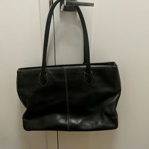 J Crew black leather tote